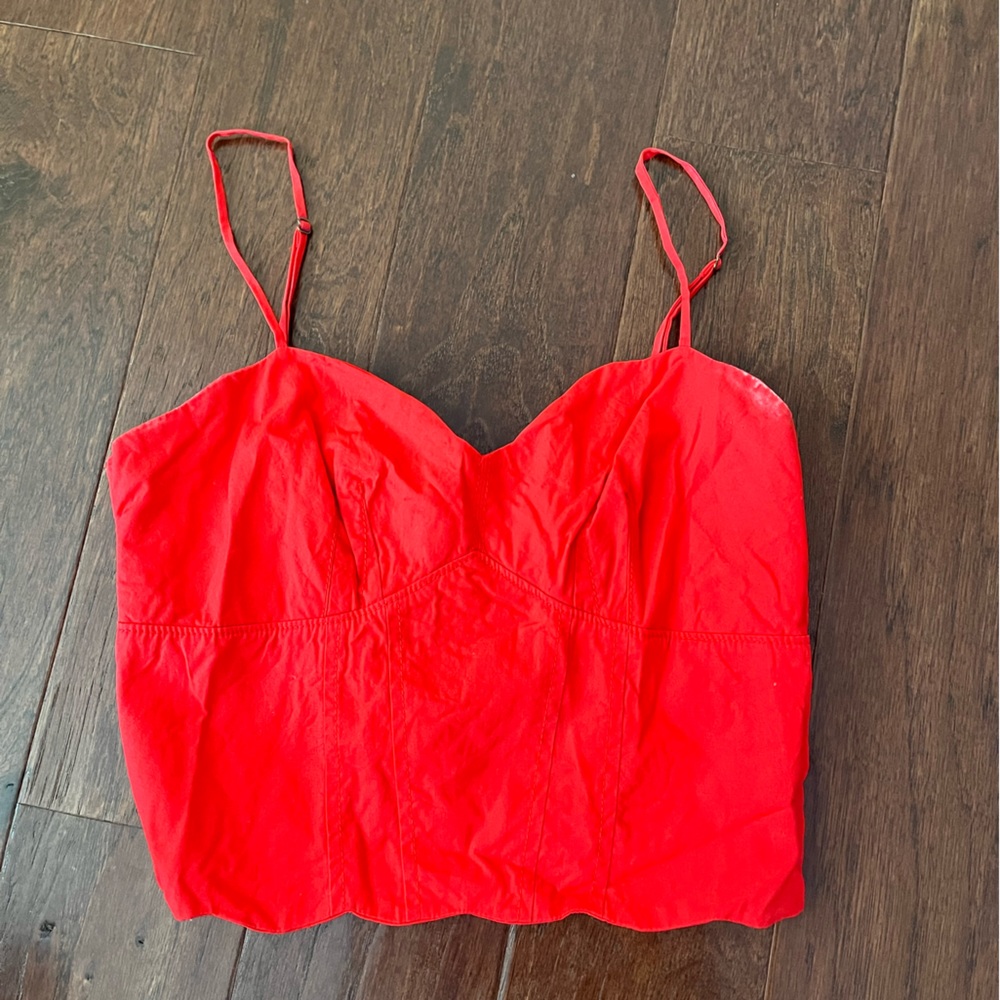 ❤️4 for $28 anthropologie red scalloped tank